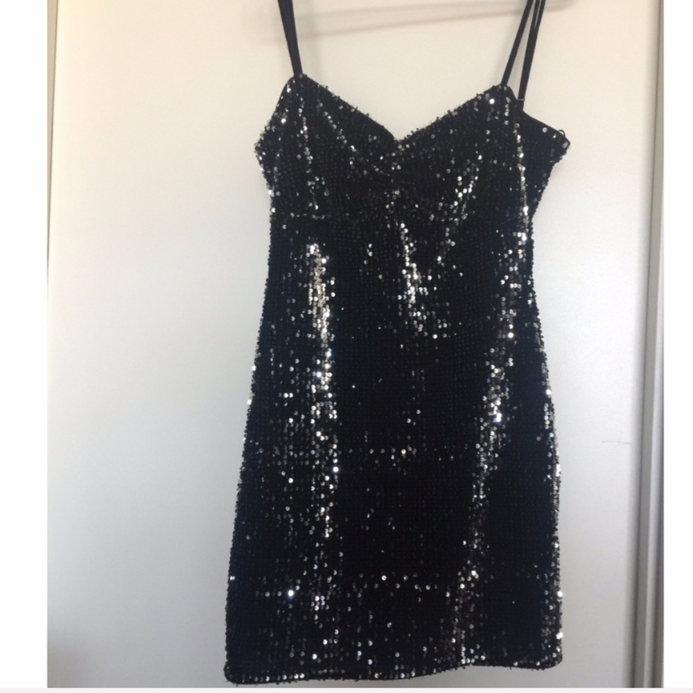 NYE- Sexy black sequence sparkling evening dress